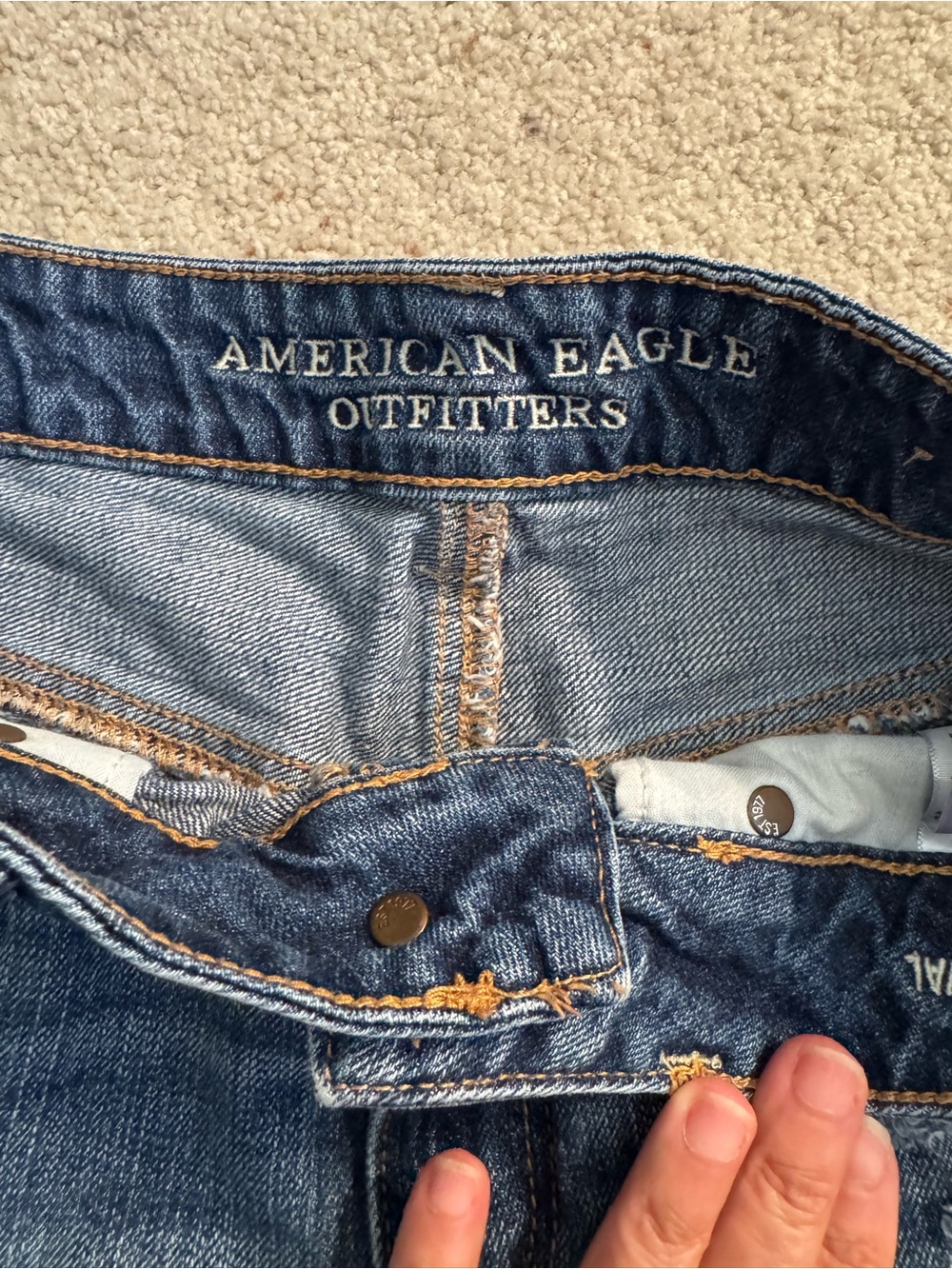 American Eagle Outfitters Dark Blue Distressed Denim Shorts Size 6 - Picture 7 of 9